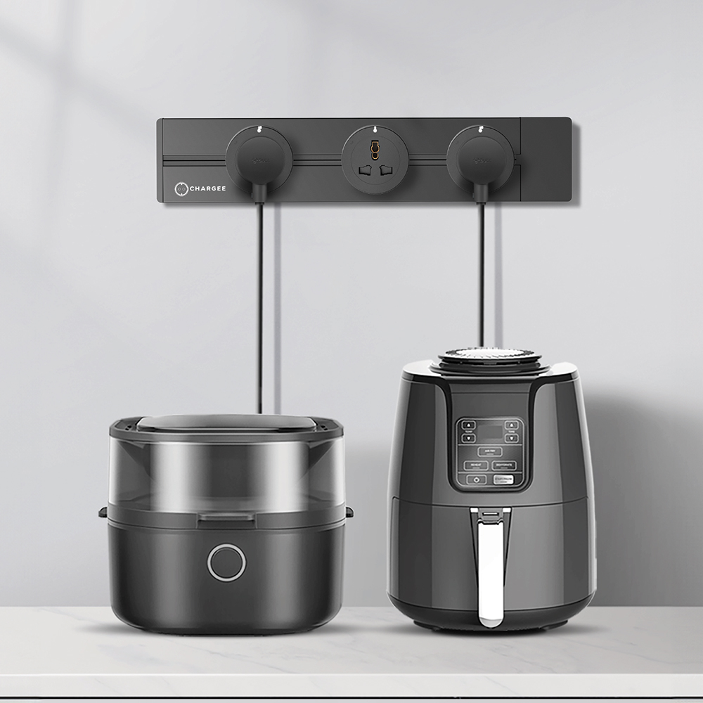 Combo Ổ cắm thanh ray CHARGEE 60cm + 5 ổ đa năng led điểm + 1 ổ type C T60-5S1-1S2