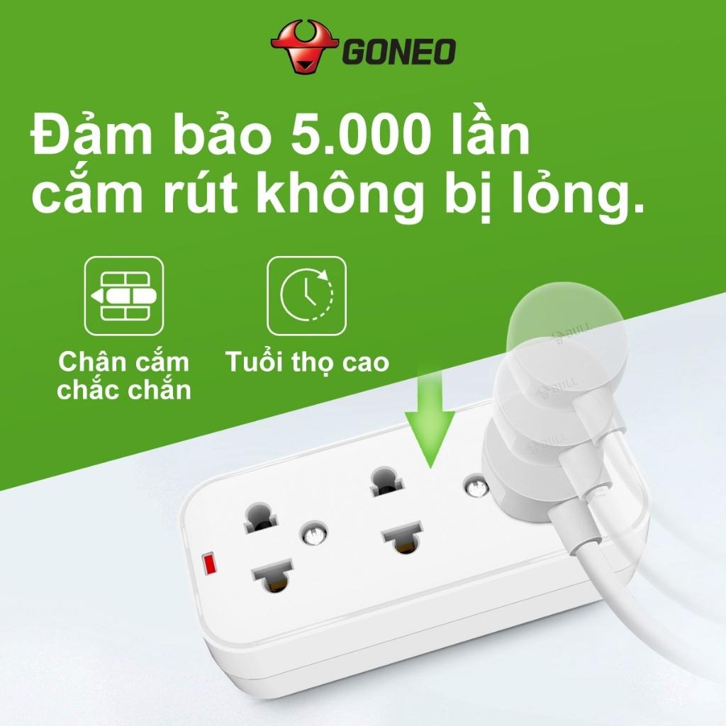Ổ Cắm Điện Chống Cháy Gongniu 3 Ổ Mini Có Đầu Chờ Nối Dây 2500W/10A (103) - Chính Hãng