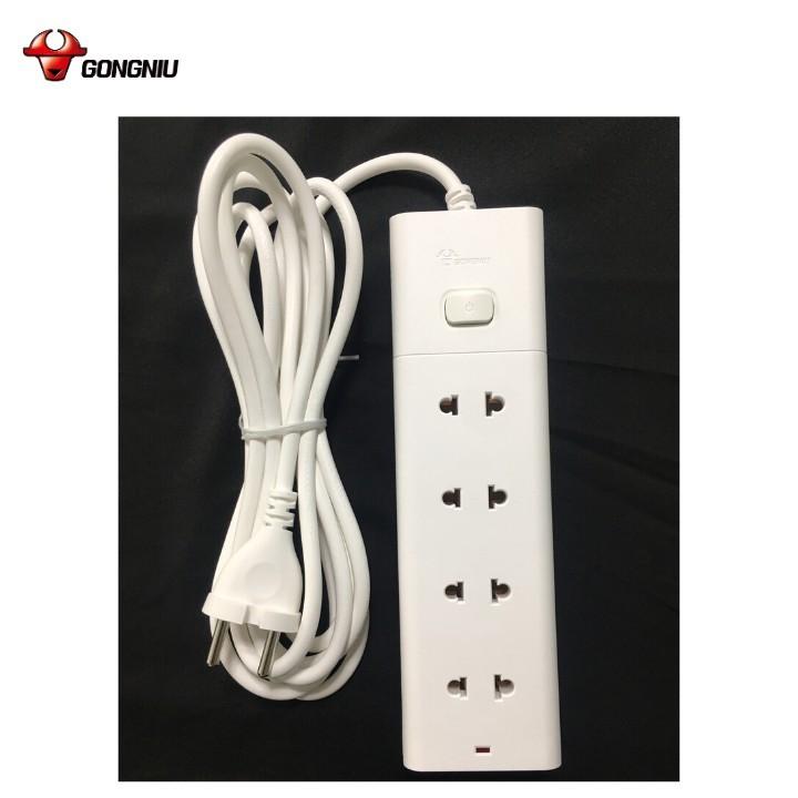 Ổ Cắm Gongniu 4 ổ 1 công tắc 2500W - Trắng - Chính Hãng - V1040CB