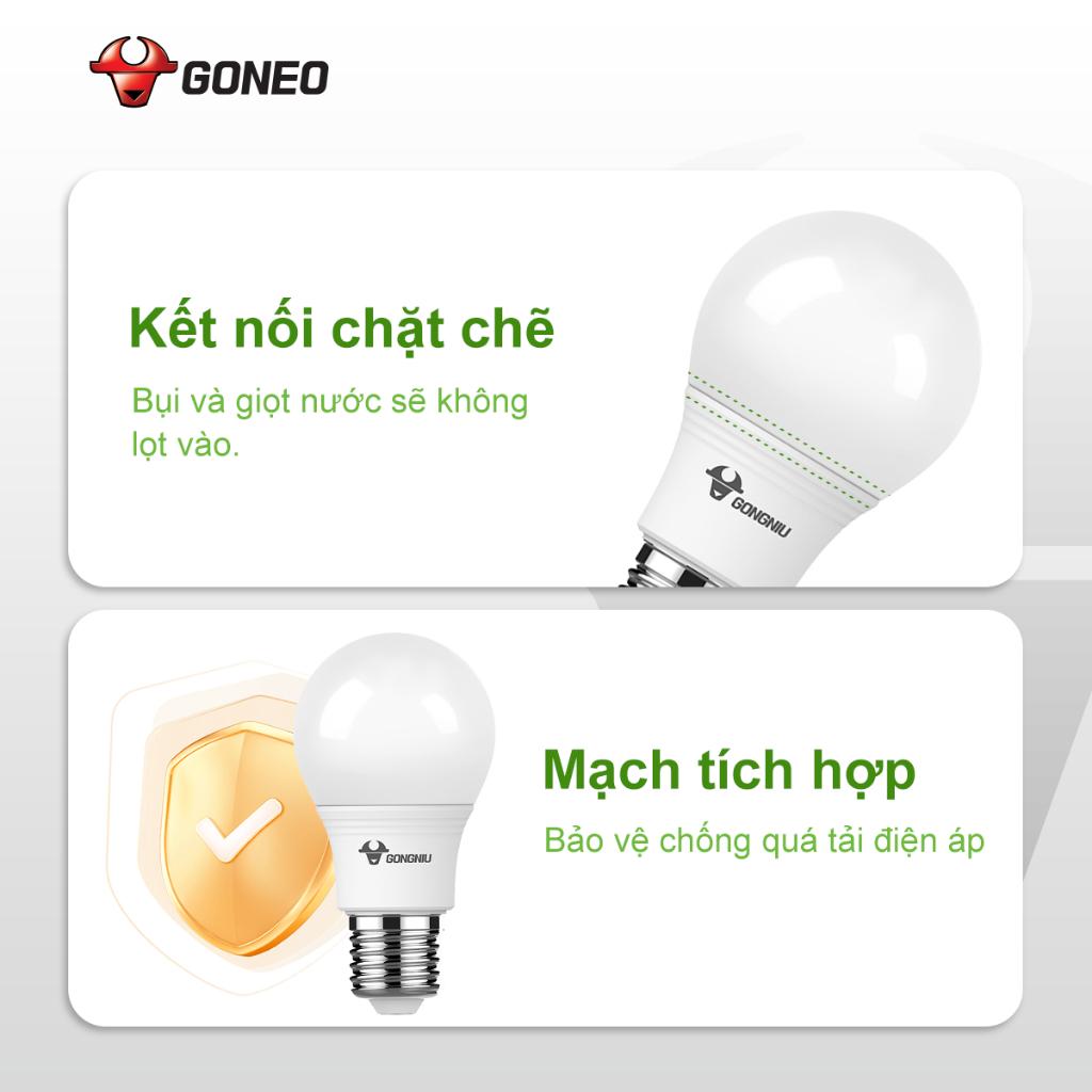 Bóng Đèn LED Bulb Gongniu-Nhiều Công Suất 3W-12W - Hàng Chính hãng - Bảo Hành 2 Năm (Ánh Sáng Trắng)