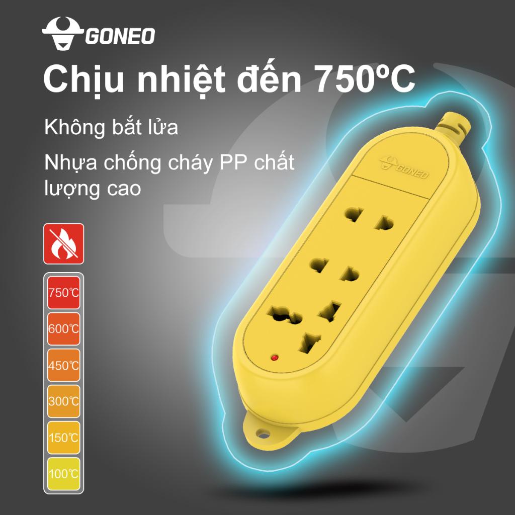 Ổ Cắm Chống Cháy Siêu Chịu Tải - Chống Va Đập GONEO - 3 Ổ Đa Năng - Công Suất Lớn 16A/4000W - C4000