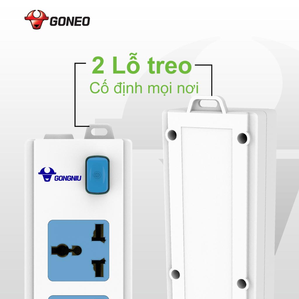 Ổ Cắm Điện Chống Cháy Không Dây GONGNIU - 3 Ổ Đa Năng 1 Công Tắc - 2500W/10A- 413K - Chính Hãng