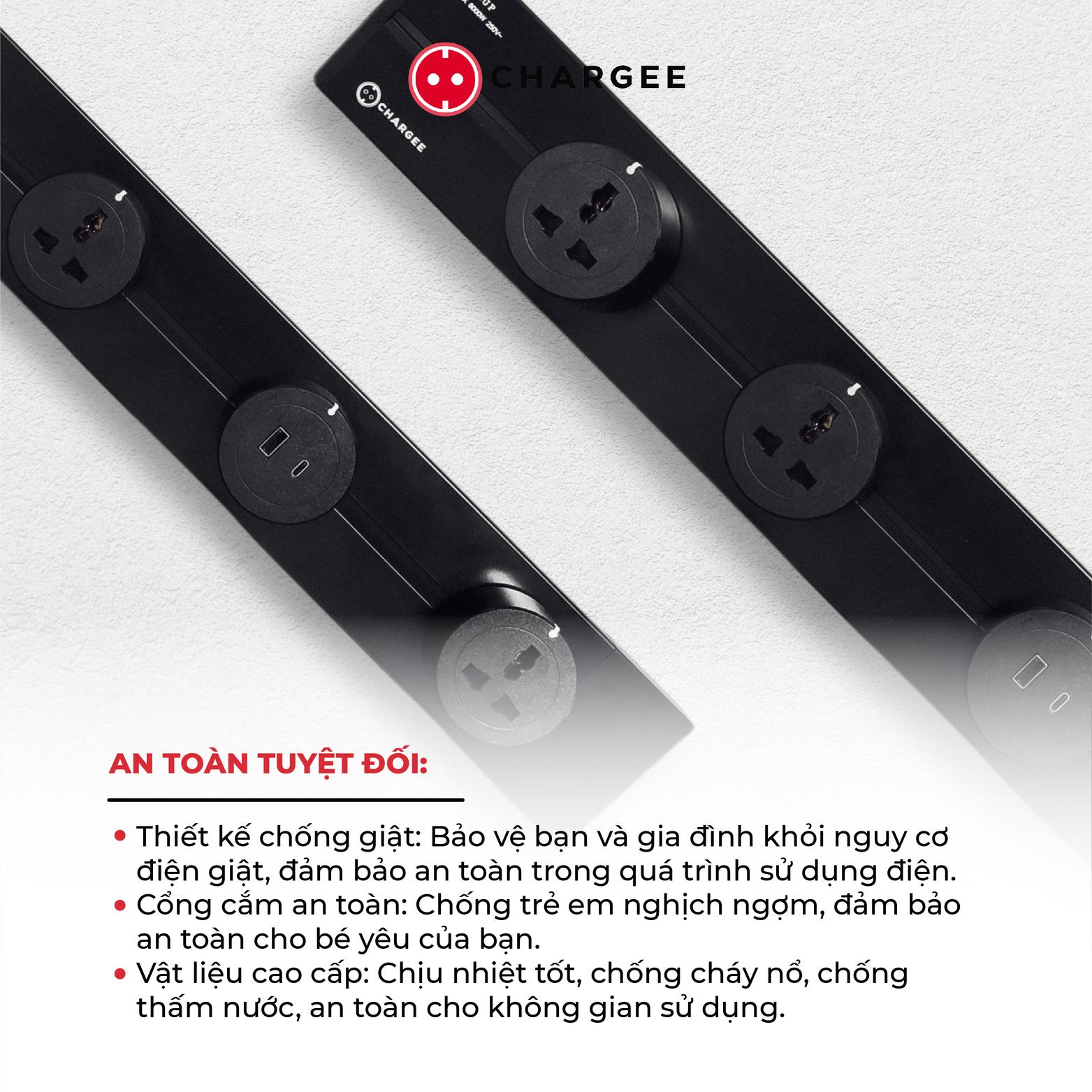 Bộ sản phẩm Ổ cắm thanh ray CHARGEE 40 8000W Ổ cắm đa năng