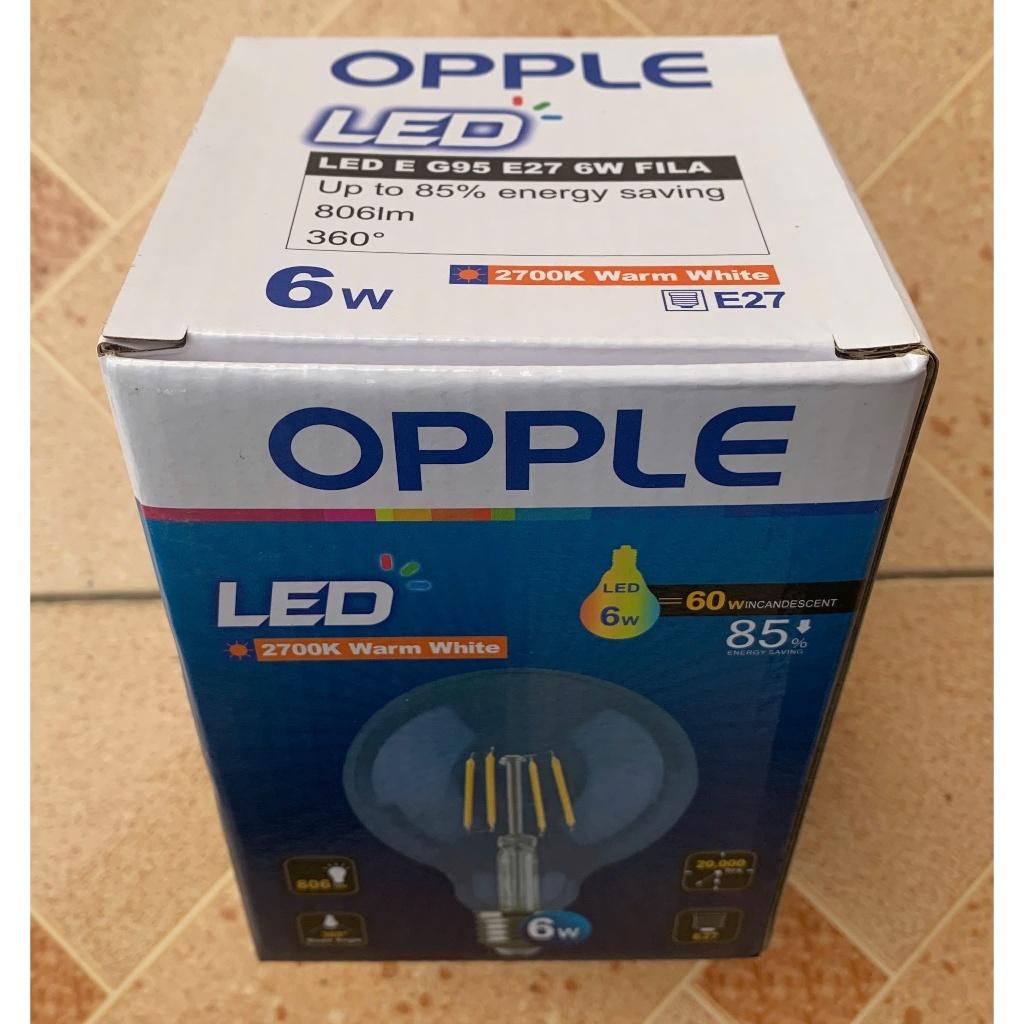 Bóng Đèn OPPLE LED Edison/Filament G95 - Đường kính 95mm- Lumen 806 Lm - Đui E27 6W