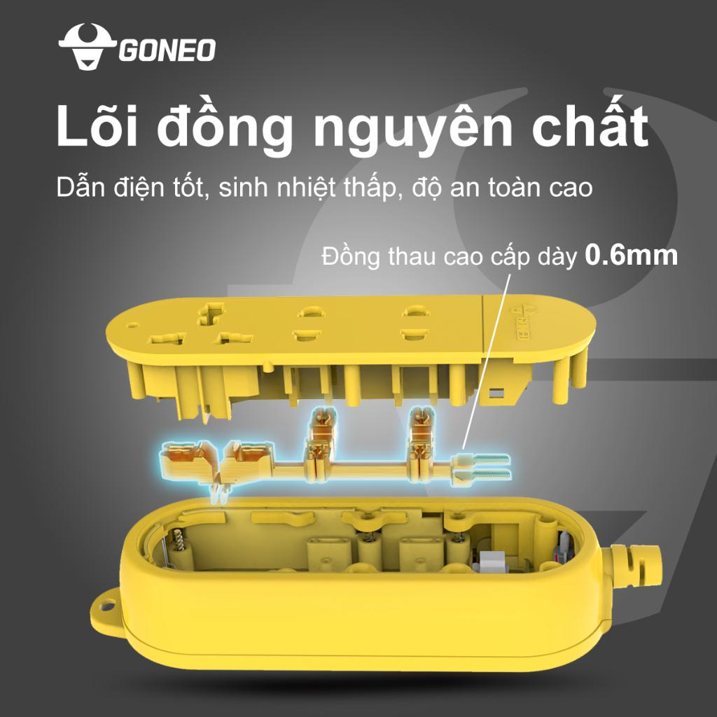 Ổ Cắm Chống Cháy Siêu Chịu Tải - Chống Va Đập GONEO - 3 Ổ Đa Năng - Công Suất Lớn 16A/4000W - C4000