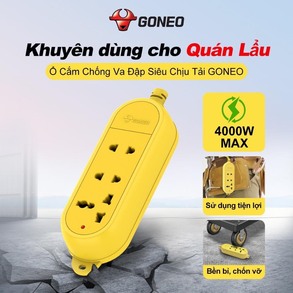 Ổ Cắm Chống Cháy Siêu Chịu Tải - Chống Va Đập GONEO - 3 Ổ Đa Năng - Công Suất Lớn 16A/4000W - C4000