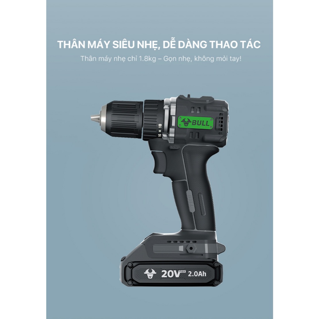 Máy Khoan Bắt Vít Cầm Tay GONGNIU GDZ10-60 - An Toàn Tiện Lợi - Dùng Pin Li-ion 20V - 2100 vòng/phút