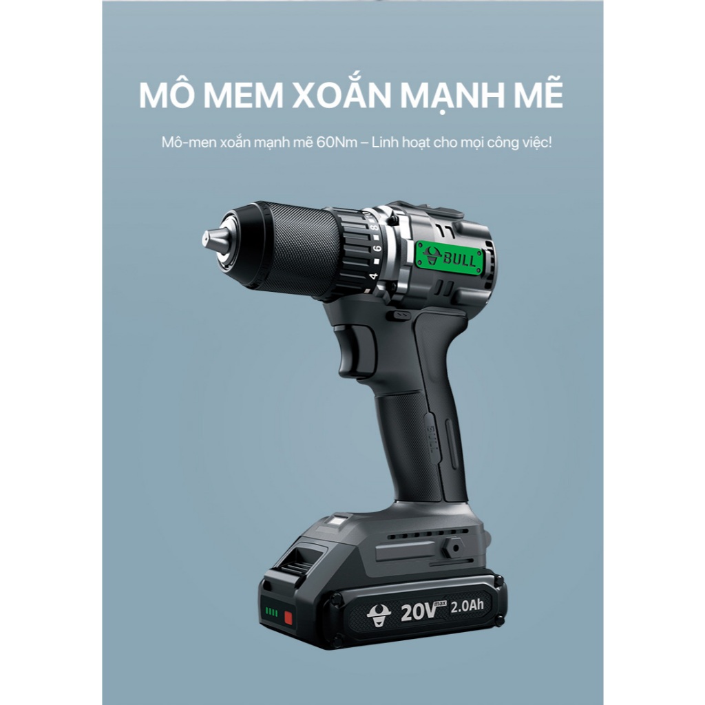 Máy Khoan Bắt Vít Cầm Tay GONGNIU GDZ10-60 - An Toàn Tiện Lợi - Dùng Pin Li-ion 20V - 2100 vòng/phút