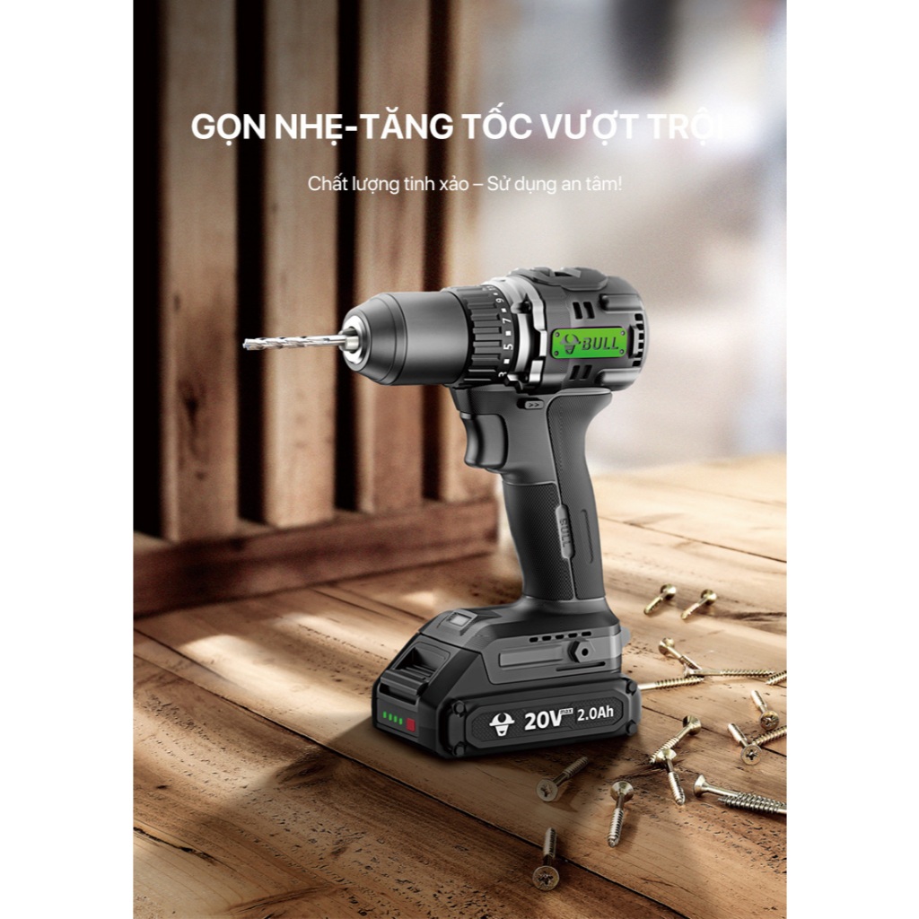 Máy Khoan Bắt Vít Cầm Tay GONGNIU GDZ10-60 - An Toàn Tiện Lợi - Dùng Pin Li-ion 20V - 2100 vòng/phút