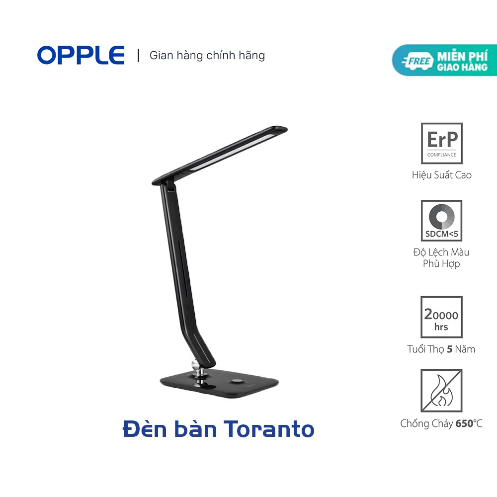 Đèn Học Chống Cận OPPLE Toranto Điều Chỉnh Độ Sáng 4000K 7W - Đen - Chính Hãng