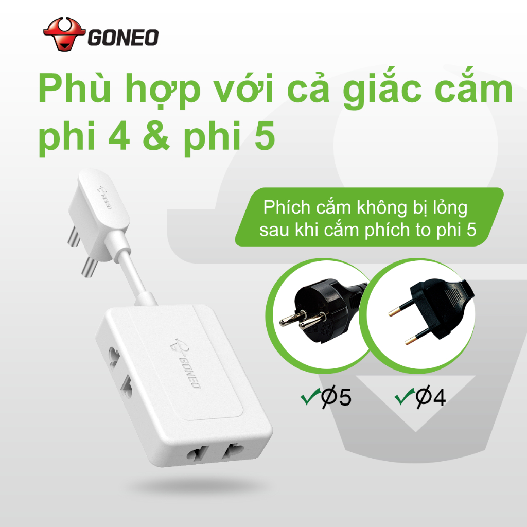 Ổ Chia Điện GONEO Z030R 2500W/10A- Chia 3 Tiện Lợi - Công Suất Cao