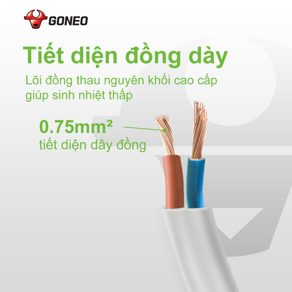 Ổ Chia Điện GONEO Z030R 2500W/10A- Chia 3 Tiện Lợi - Công Suất Cao