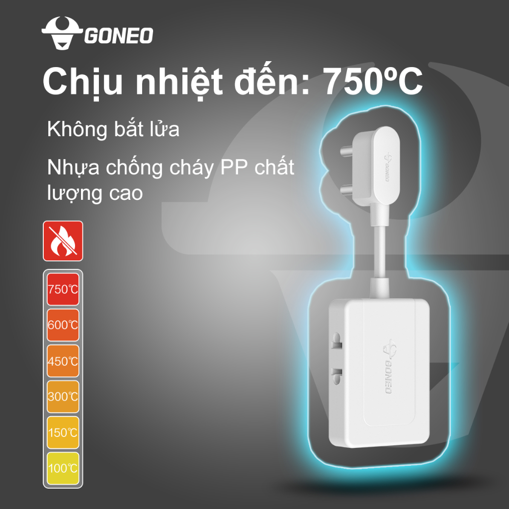 Ổ Chia Điện GONEO Z030R 2500W/10A- Chia 3 Tiện Lợi - Công Suất Cao