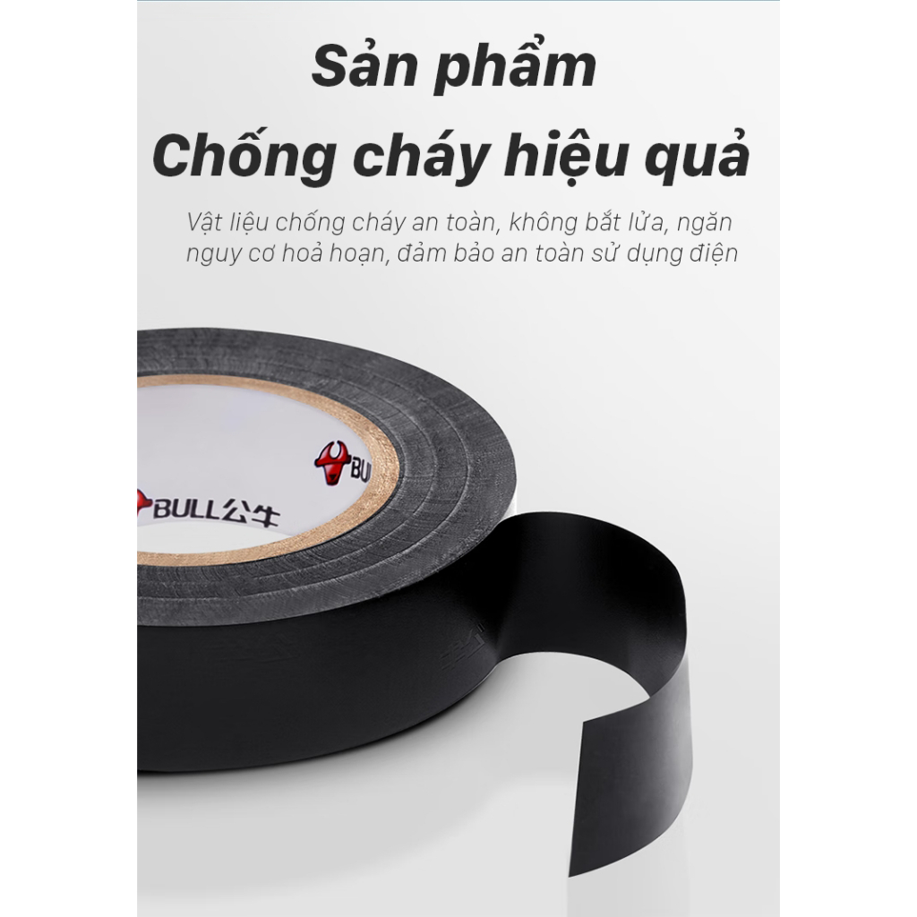Băng Dính Cách Điện Gongniu Chống Cháy Cuộn 9m GN-ET6 (Đen) - Hàng Chính Hãng