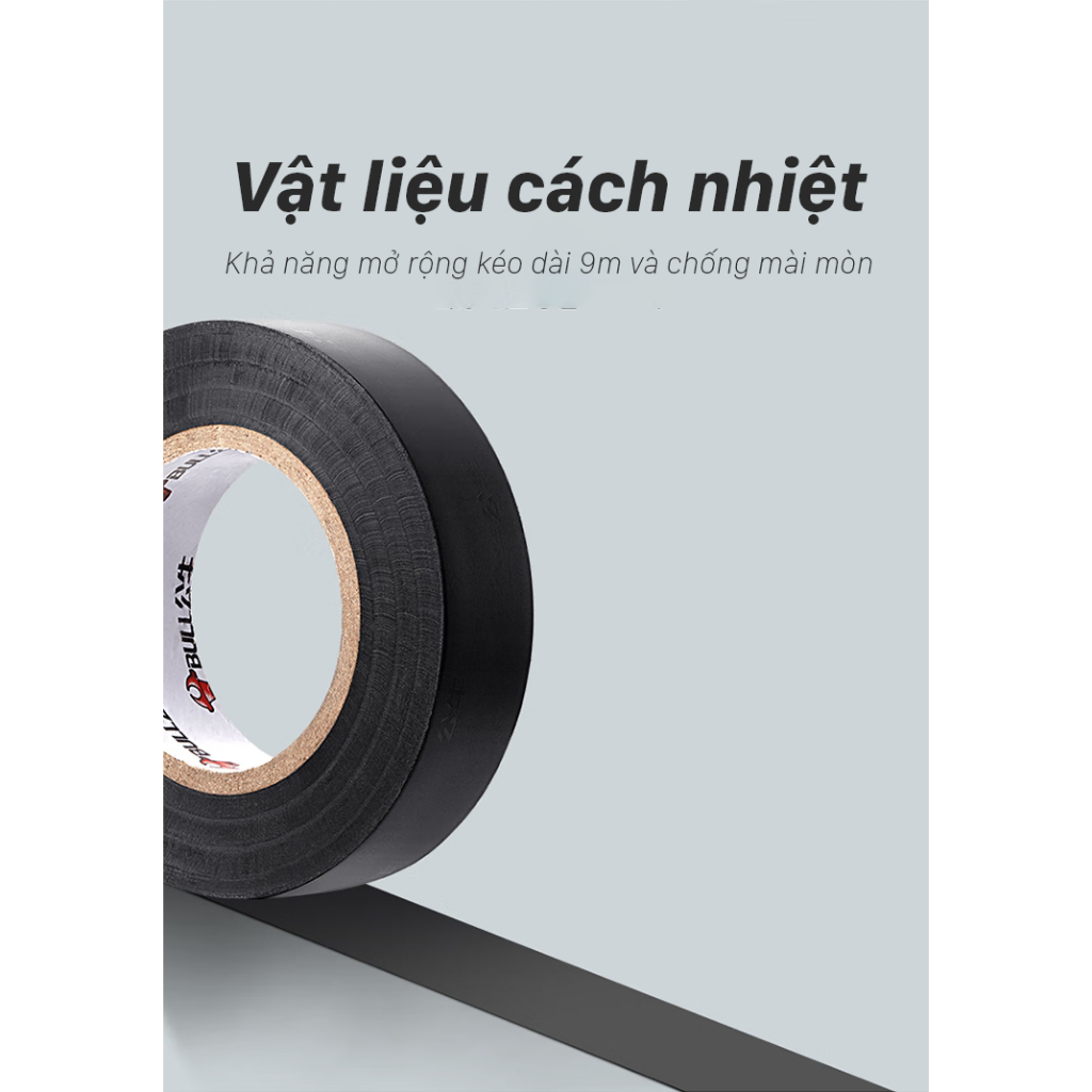 Băng Dính Cách Điện Gongniu Chống Cháy Cuộn 9m GN-ET6 (Đen) - Hàng Chính Hãng