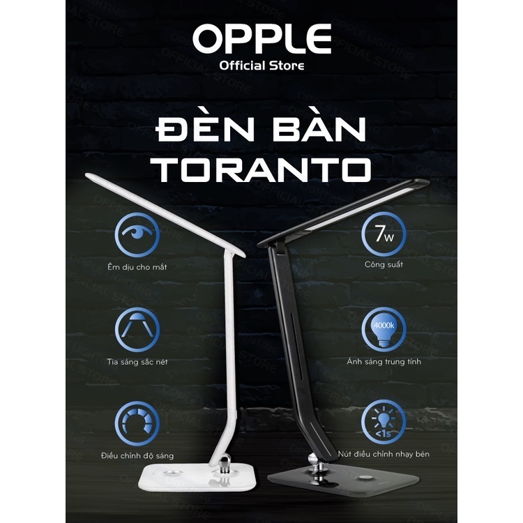 Đèn Học Chống Cận OPPLE Toranto Điều Chỉnh Độ Sáng 4000K 7W - Đen - Chính Hãng