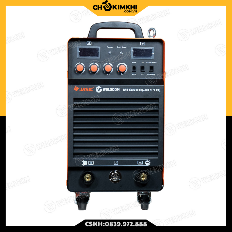Máy hàn bán tự động MIG500 (J8110), (Nguồn 380V, Chức năng CO2/QUE, Có chế độ 2T/4T, đầu cấp dây rời có 20M cáp 70mm)