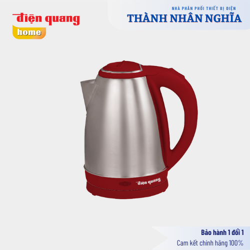 Ấm đun nước siêu tốc Điện Quang ĐQ EKT14 1518 R (1500W, 1.8L, inox 201 mờ, nhựa PP màu đỏ)