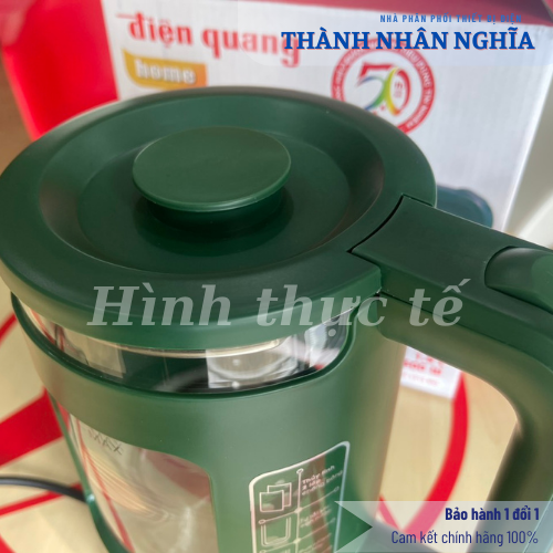 Ấm đun nước siêu tốc Điện Quang ĐQ EKT16 1515 MG ( 1500W, 1.5L, inox 201, thủy tinh cách nhiệt, màu xanh rêu)