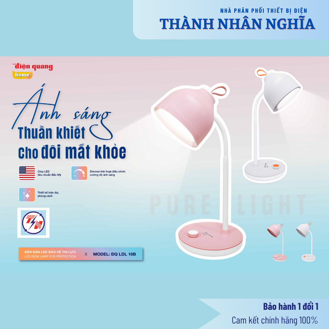 Đèn Bàn LED Điện Quang ĐQ LDL16B 3 W (3W, Màu Trắng, Dimmer Ánh Sáng)