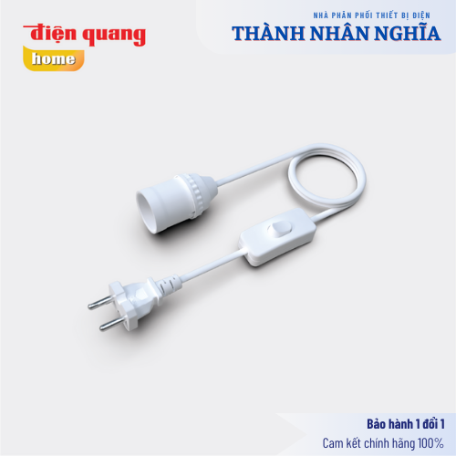 Chuôi đèn liền công tắc Điện Quang ĐQ LH 10W E27 (dây dài 10m, màu trắng)