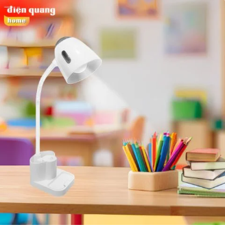 Đèn bàn ĐQ DKL22 WBR B (Màu trắng Nâu, hộp cắm bút, bóng Daylight)