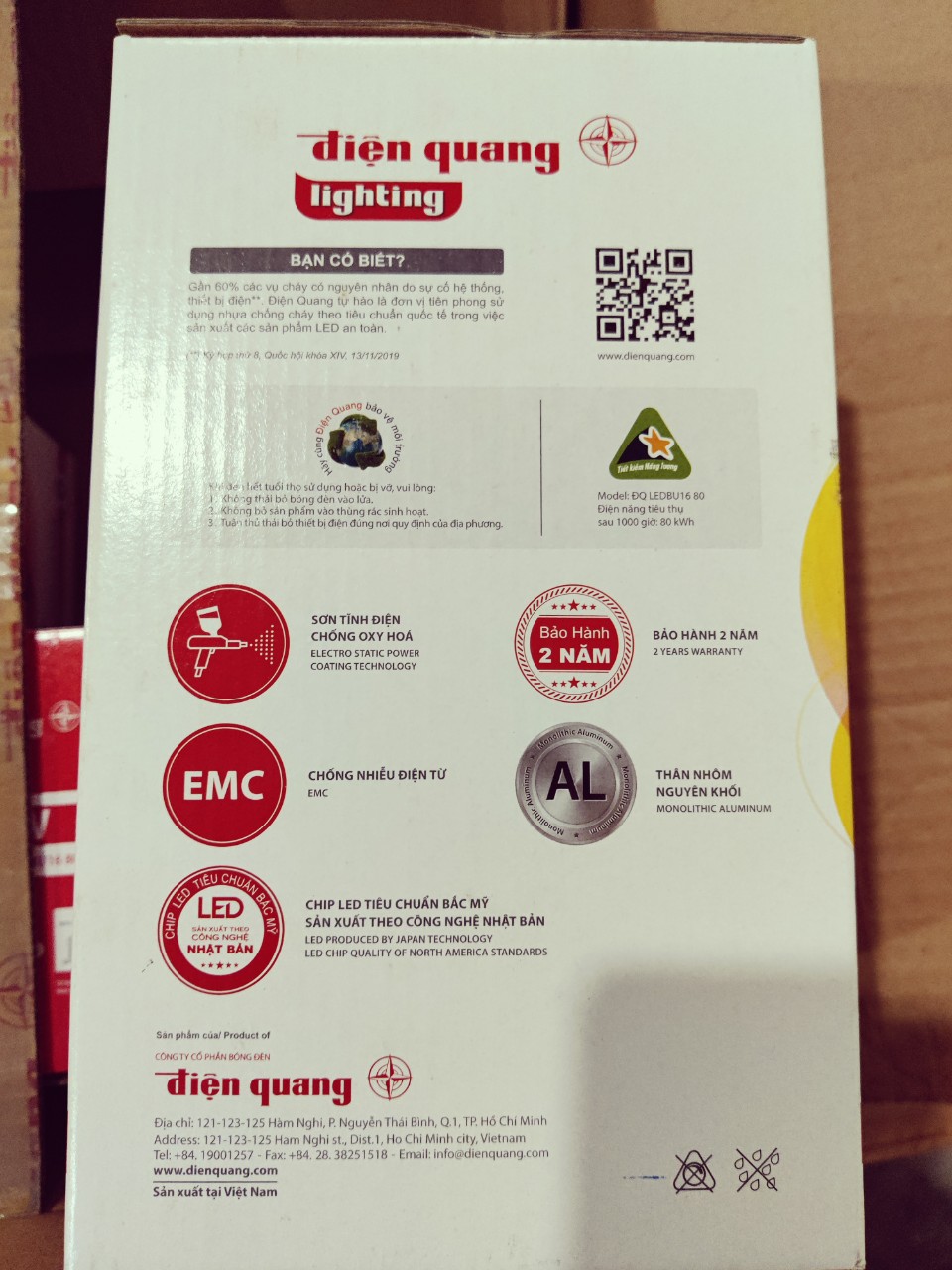 Đèn LED TRỤ CSL Điện Quang ĐQ LEDBU16 80765 (80W daylight, thân nhôm đúc, EMC, chụp cầu mờ)