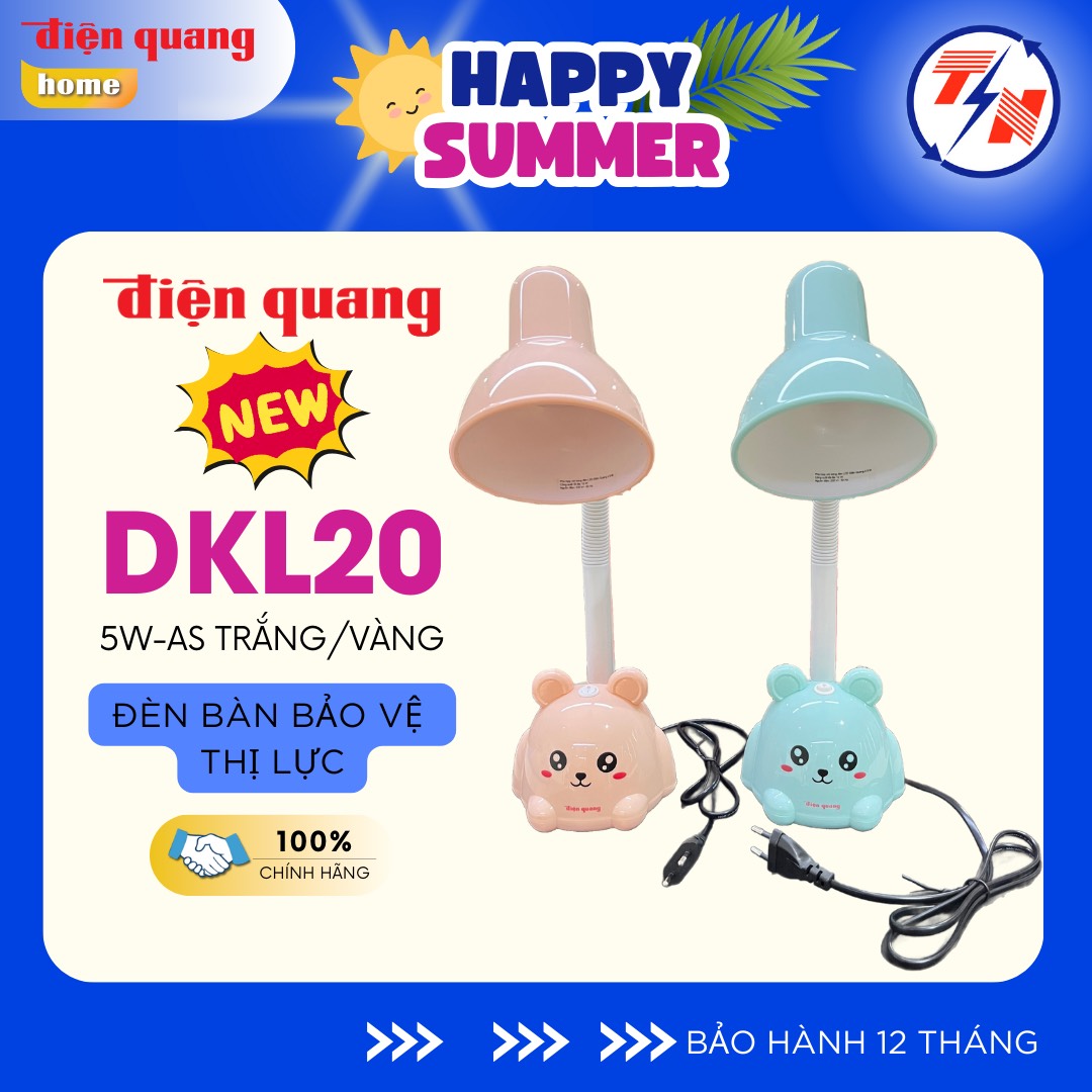 Đèn bàn bảo vệ thị lực ĐQ DKL19 O B (Con mèo, Cam, Hộp cắm bút, Bóng led daylight)