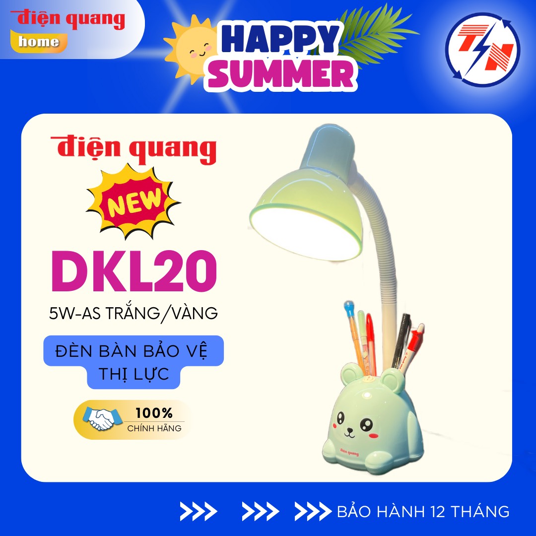 Đèn bàn Điện Quang DKL20 - Con gấu, xanh ngọc, hộp cắm bút - Daylight