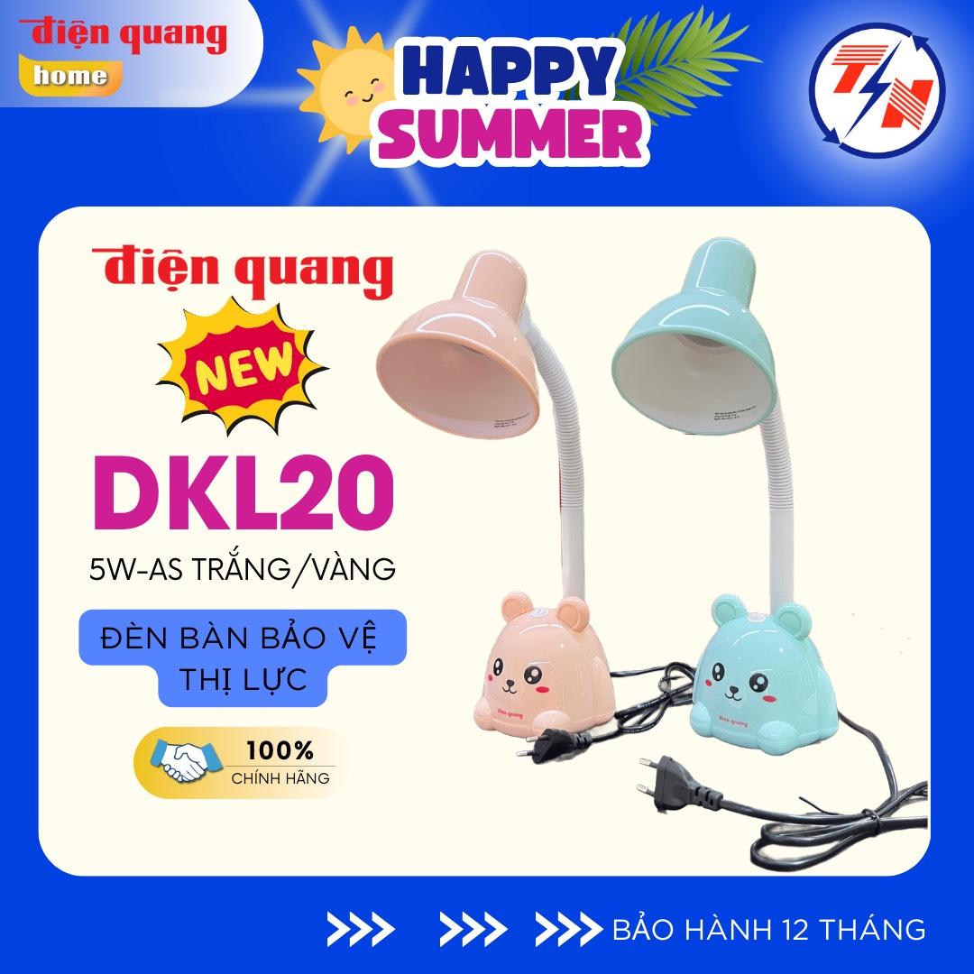 Đèn bàn Điện Quang DKL20 - Con gấu, cam, hộp cắm bút, Daylight