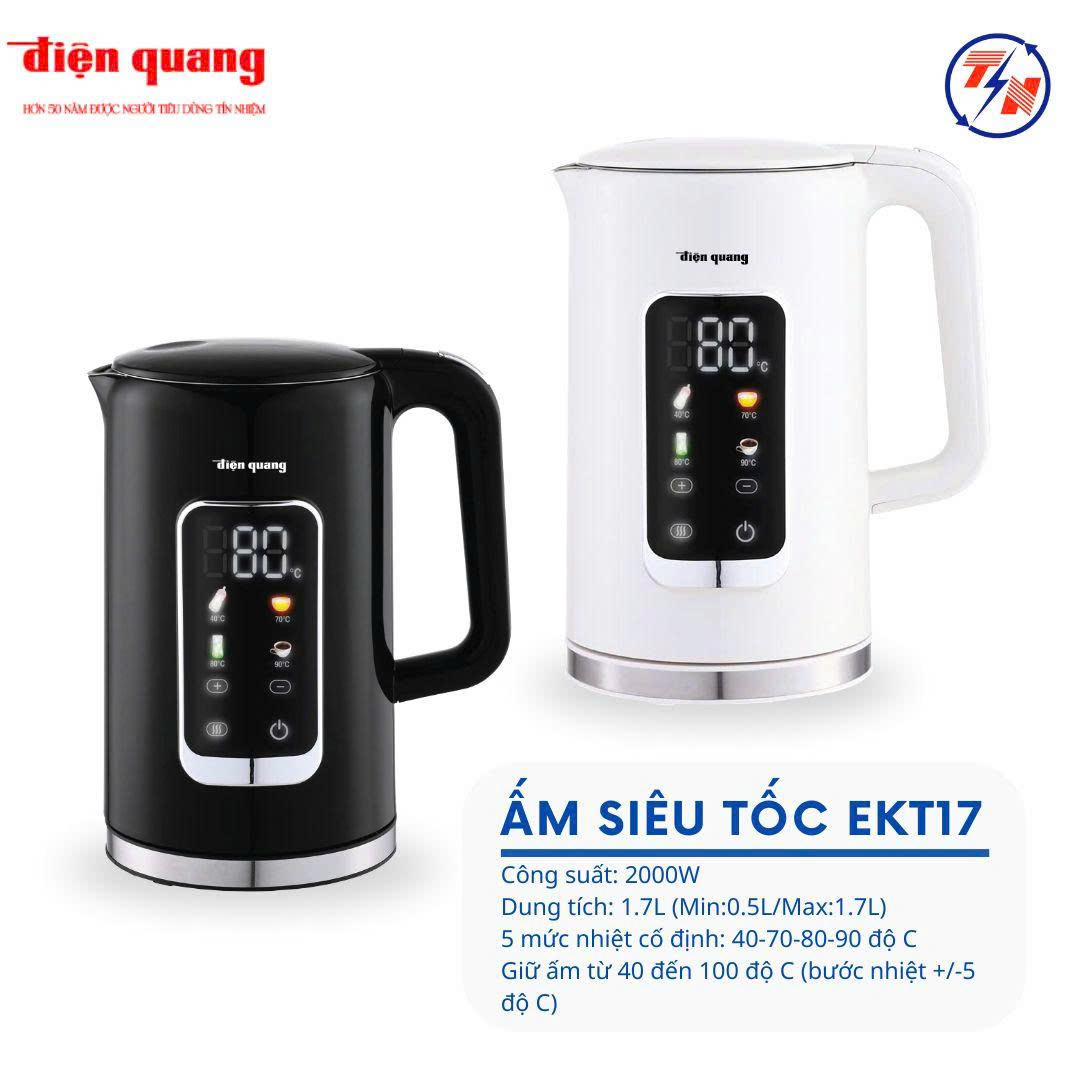 Ấm đun nước siêu tốc đa năng ĐQ EKT17 2017 BL (2000W, 1.7L, inox 304, cảm ứng, màu đen)