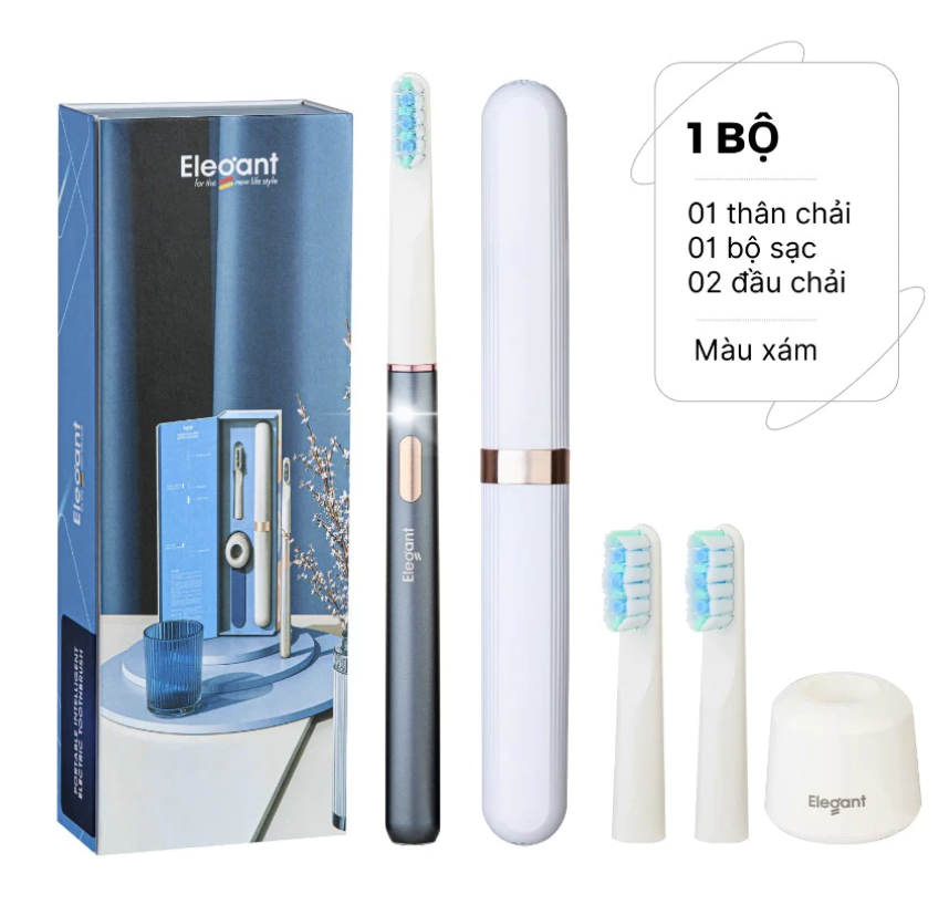 Bàn chải đánh răng điện Elegant - Màu xám