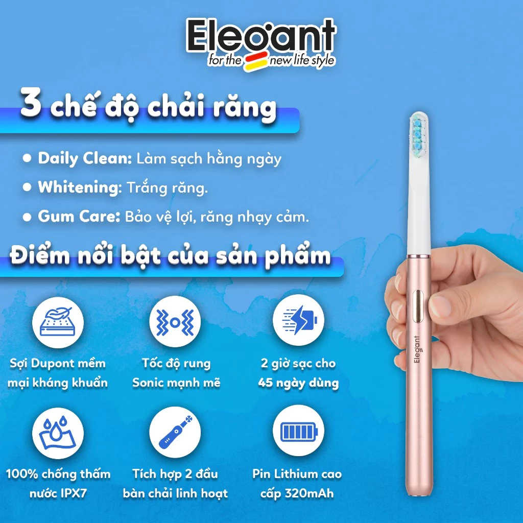 Bàn chải đánh răng điện Elegant - Màu xám