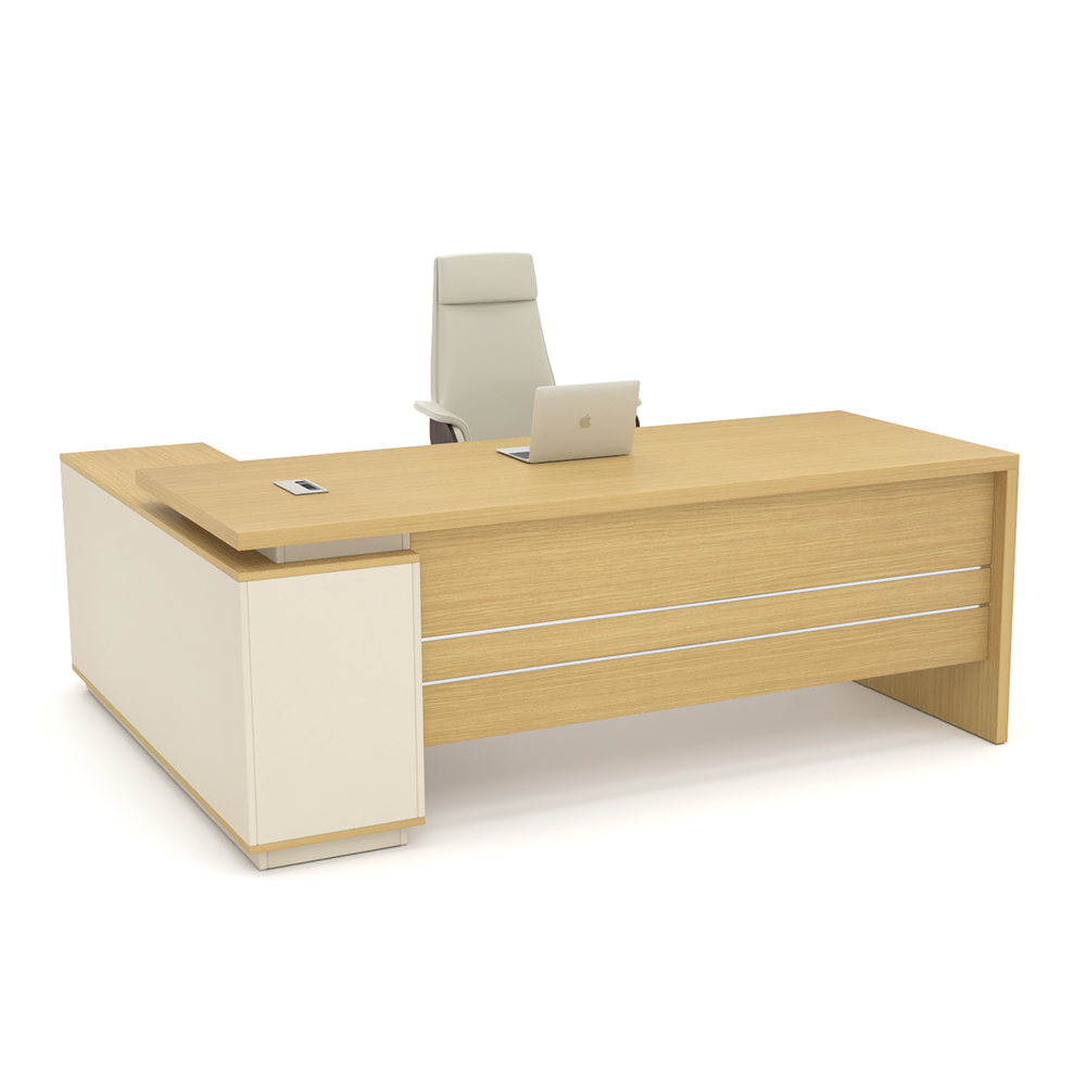 Bàn giám đốc chữ L BGDY045L chân kim loại chrome sáng bóng