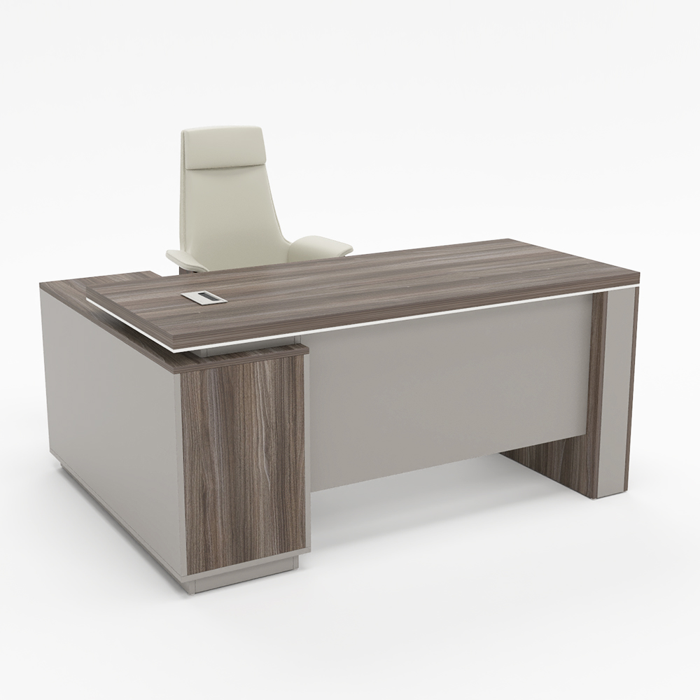 Bàn Giám Đốc Chữ L BGDY046L hiện đại, làm từ gỗ MDF cao cấp, thiết kế sang trọng với mặt bàn rộng, phù hợp không gian văn phòng giám đốc.