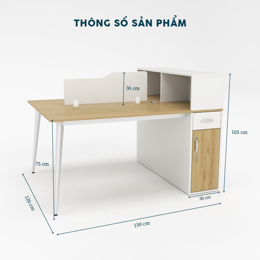 Cụm Bàn Làm Việc 2 Người CBNV34-1512