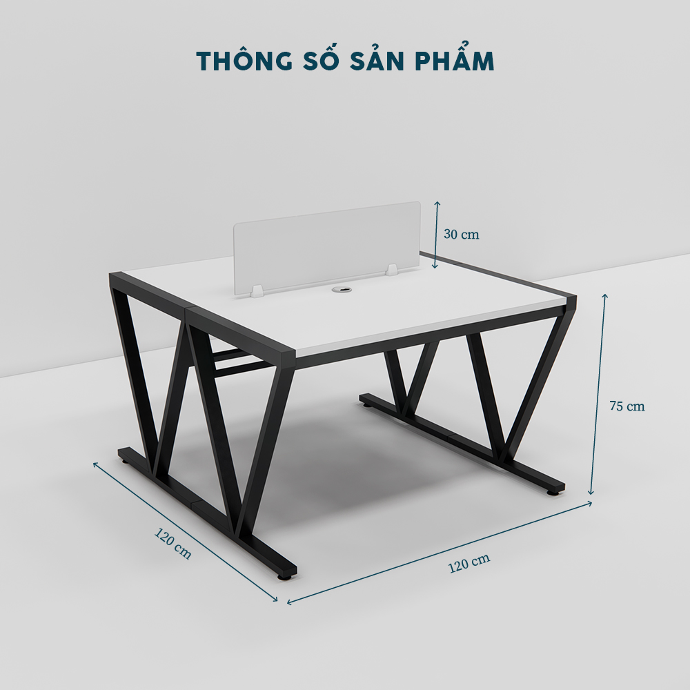 Cụm bàn nhân viên 2 người chân sắt CBNVY13-1212