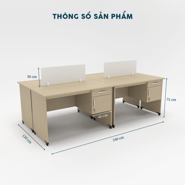 Cụm Bàn Làm Việc 4 Người CBNVY23-2412