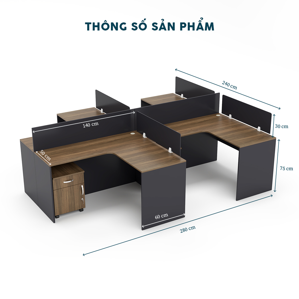 Cụm Bàn Làm Việc 4 Người Yota CBNVY32