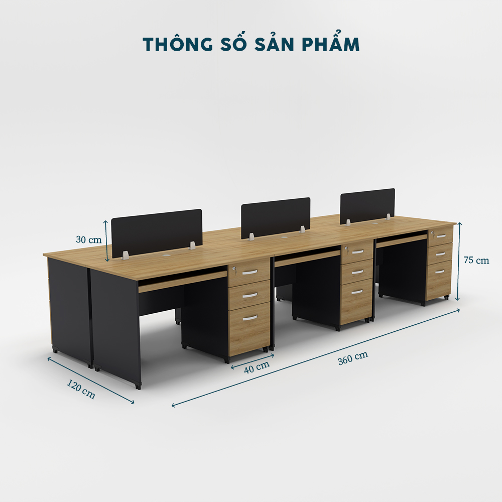 Cụm bàn làm việc 6 người CBNVY21-3612