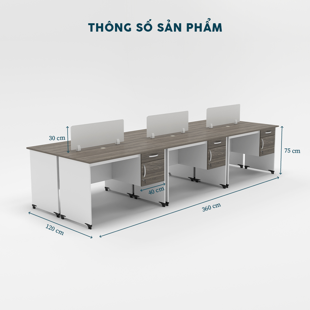 Cụm Bàn Làm Việc 6 Người CBNVY23-3612