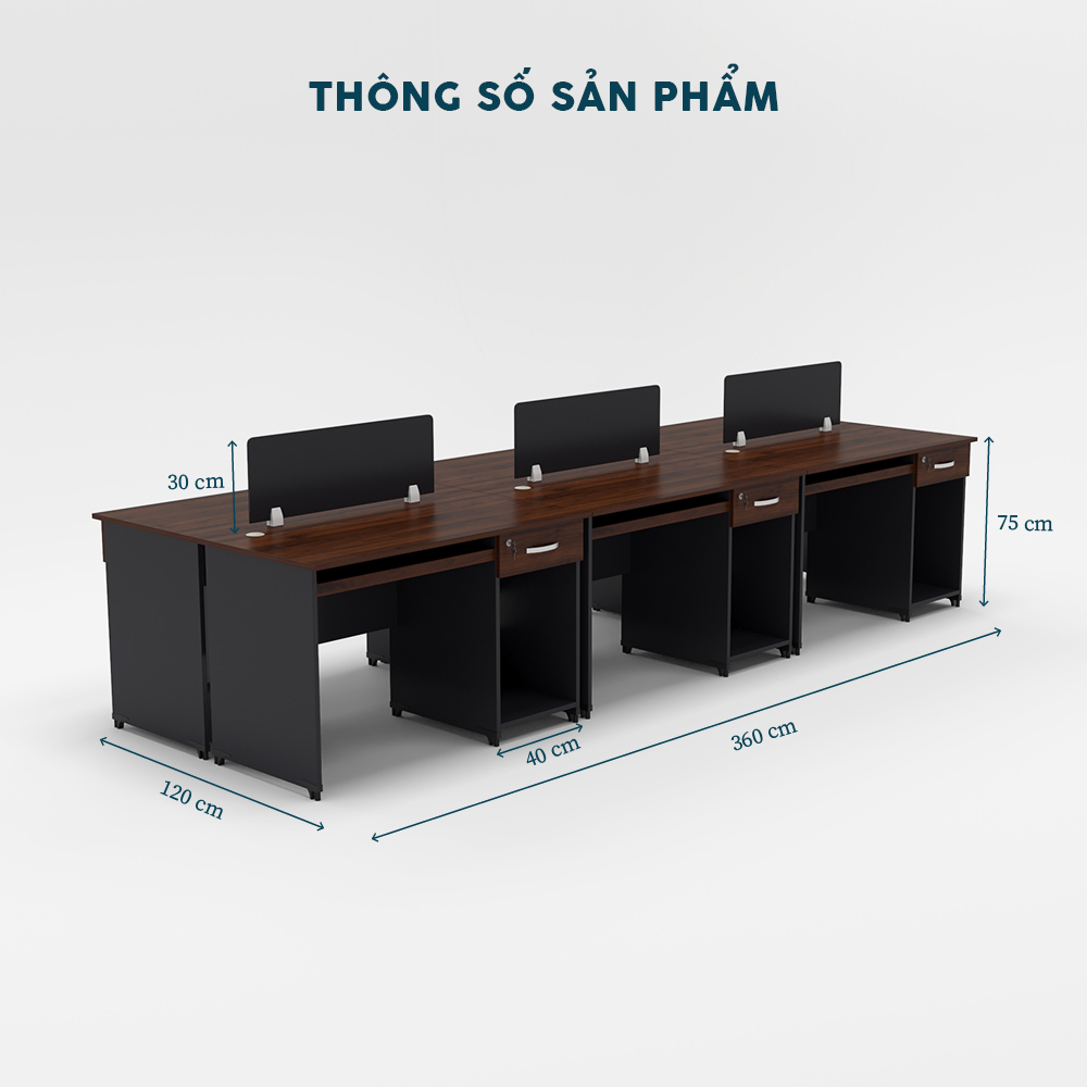 Cụm Bàn Làm Việc 6 Người  CBNVY22-3612
