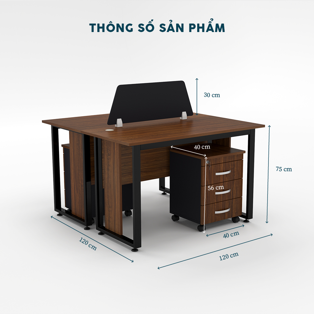 Cụm bàn làm việc chân sắt 2 người CBNVY20