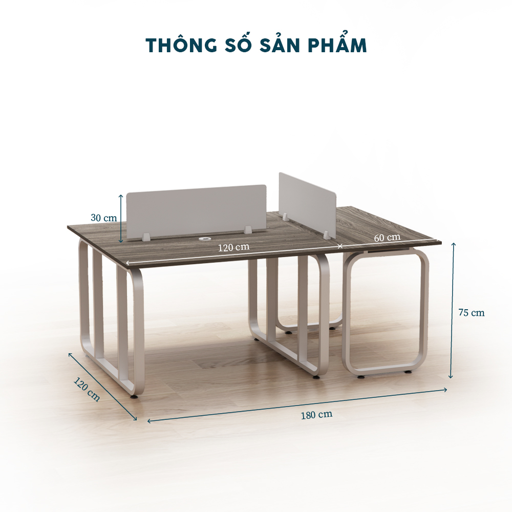 Cụm Bàn Nhân Viên 3 Người Chân Sắt CBNVY10-1812HT