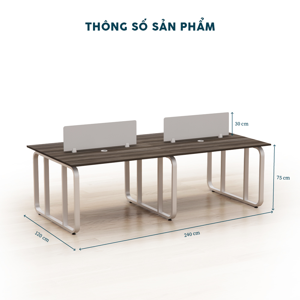 Cụm Bàn Nhân Viên 4 Người Chân Sắt CBNVY10-2412