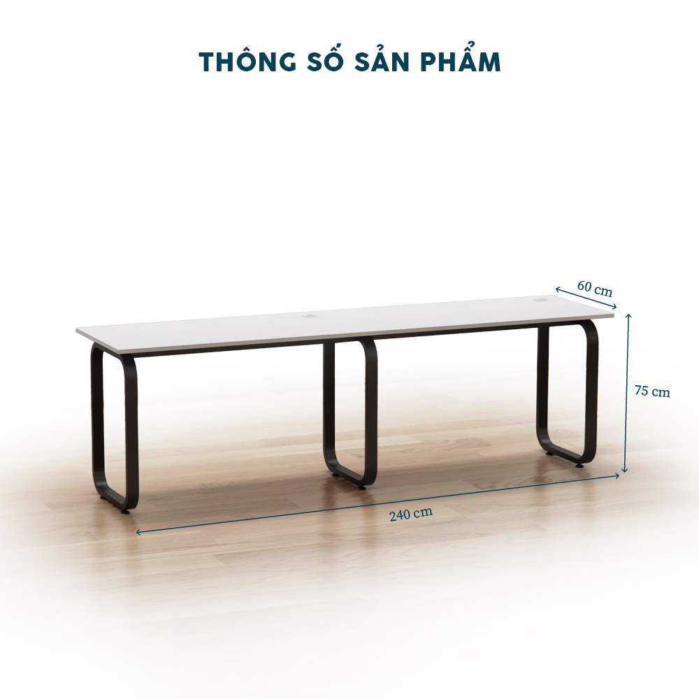 Cụm Bàn Nhân Viên 2 Người Chân Sắt CBNVY11-2406