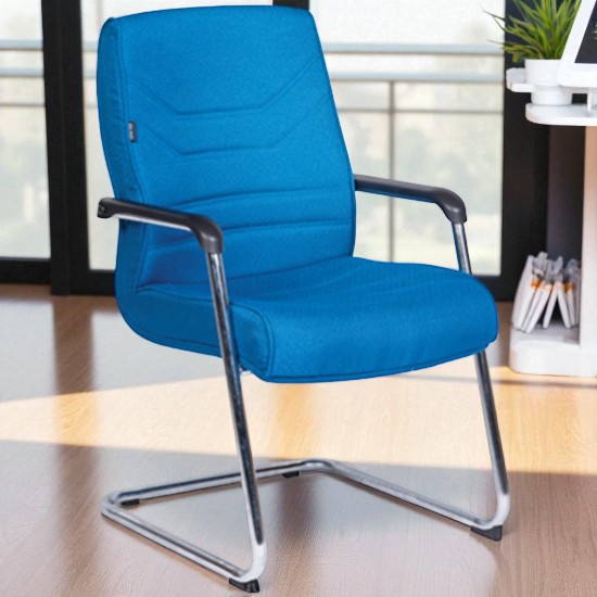 Ghế phòng họp GHY011 chân quỳ, đệm liền khối bọc da công nghiệp, khung thép mạ sáng bóng