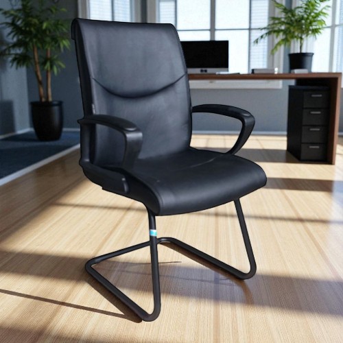 Ghế phòng họp GHY03 chân quỳ khung thép sơn tĩnh điện, đệm bọc da, tay nhựa cao cấp