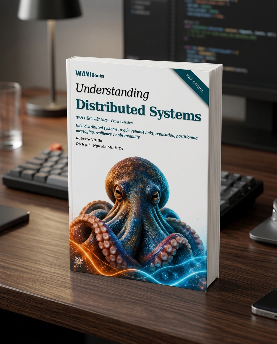 Bìa Understanding Distributed Systems 2nd Edition của Roberto Vitillo, bản Tiếng Việt Expert Version 2026