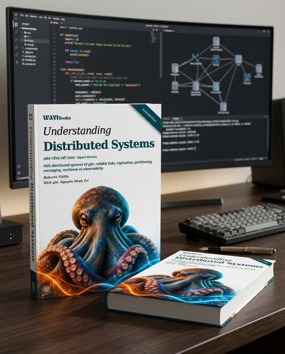 Bìa Understanding Distributed Systems 2nd Edition của Roberto Vitillo, bản Tiếng Việt Expert Version 2026